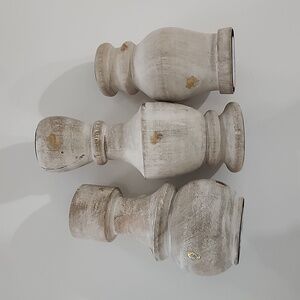 World Market Whitewash And Gold Bottle Taper Candle Holders NWT